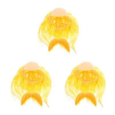 3pcs vente en gros kahle Kopfperücke mit falschen Schnurrbart für Männer für alte Mankostüm