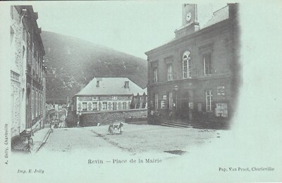 Antique postcard ARDENNES REVIN town hall square