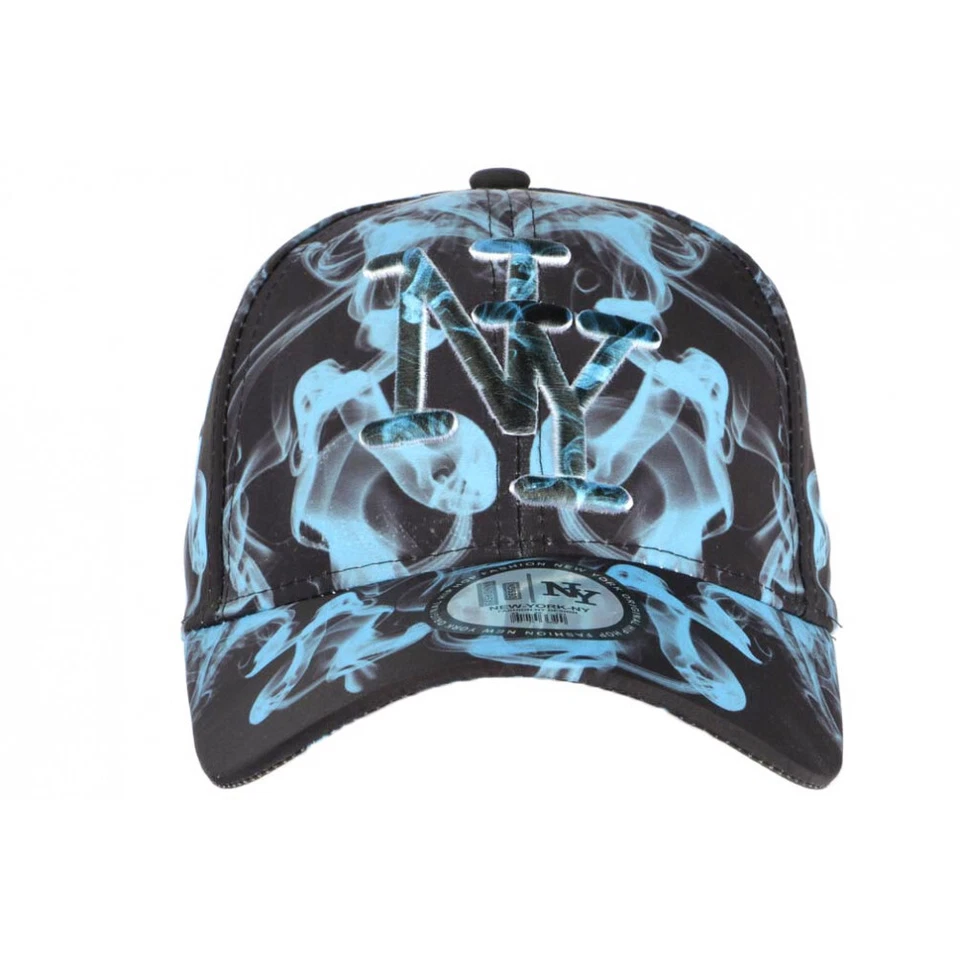 Casquette NY Bleu Ciel et Noire Graphisme Streetwear Baseball Smoky-Taille uniq - Photo 2/3