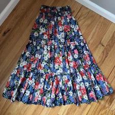 Vintage Gabar New York Womens Floral Tiered Skirt Size Small Boho Fairy Festival
