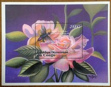 VINTAGE CLASSICS - Congo 2001 - Pansy Flower, Butterfly - Souvenir Sheet - MNH