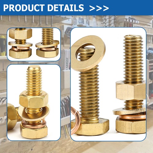 Tornillos hexagonales de latón M3 ~ M16 con tuercas y arandelas y pernos completamente roscados - Imagen 4 de 97