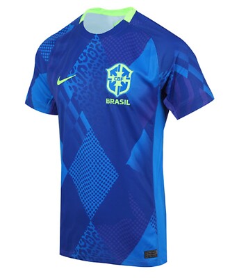 Nike Men Brasil Stadium Away Shirts Blue Football Soccer Tee