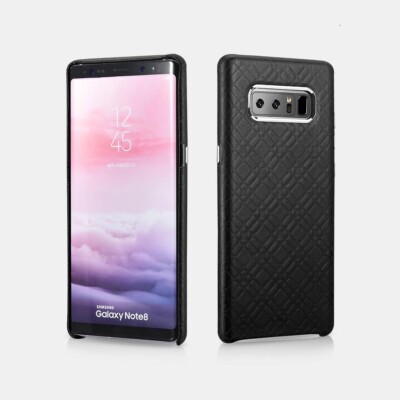 ICARER Echt Vintage Leder für Note 8 Karomuster Fallschutzhülle