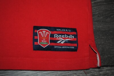 ビンテージ◇ラガーシャツ　Wales Rugby WRU リーボック　赤　レッド VINTAGE REEBOK WALES RUGBY SHIRT JERSEY 1996 1998 WRU CYMRU