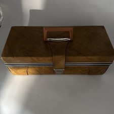 Savoy 8-Track Storage Case With Handle Holds 24 Tapes Faux Brown With 24 Tapes
