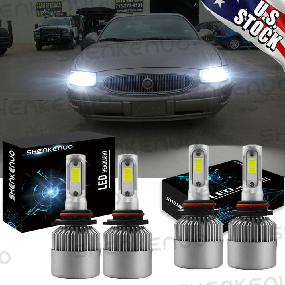 SHENKENUO 9005/9006 LED Headlight Bulbs Kit – 4 Bulbs High/Low Beam For Buick LeSabre 2000-2005