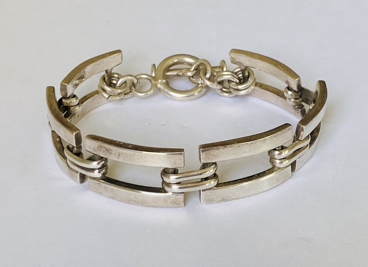 HEAVY VINTAGE MEXICO JRI STERLING SILVER LINK PANEL BAR HEAVY VINTAGE MEXICO JRI STERLING SILVER LINK PANEL BAR
