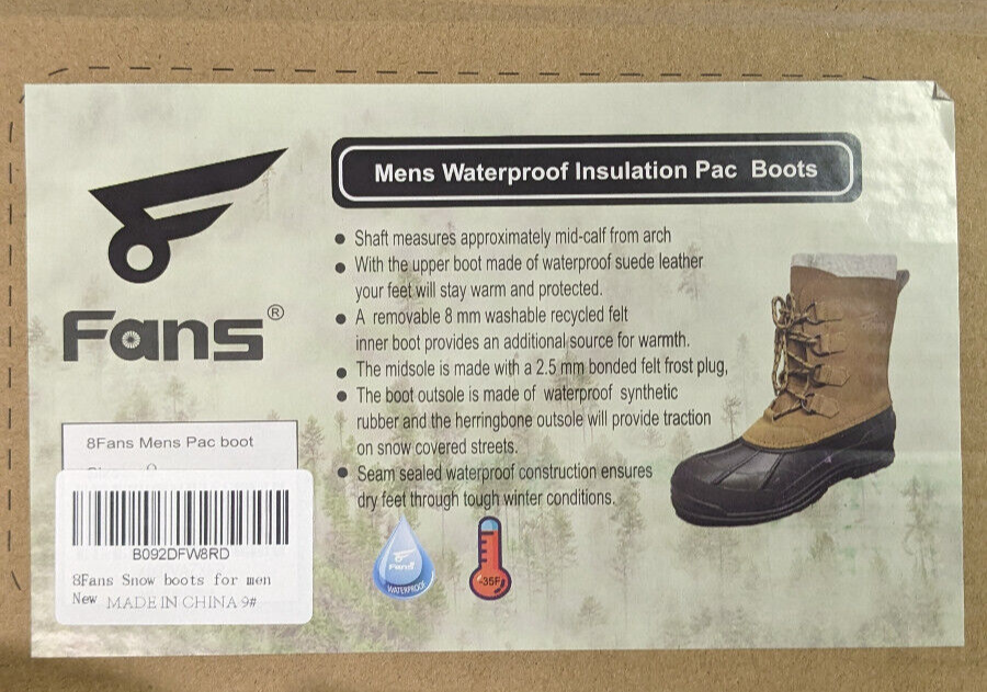 8 Fans Waterproof Insulated Snow Boots, Brown Suede, Men\'s 9 M 8 Fans Waterproof Insulated Snow Boots, Brown Suede, Men main image 2
