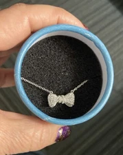 Rare Robin McGraw Revelation Silver 925 Bow Adjustable Necklace In Blue Box
