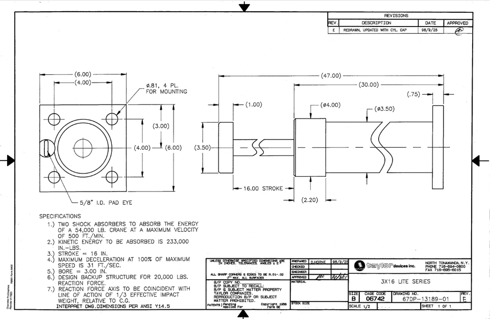Amortiguador Taylor Shok industrial de alta resistencia 47" largo 67DP-13189-01 J016951 Foto 2 de 4
