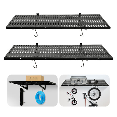 2 Pcs Garage Shelf Heavy Duty Floating Storage Wall Shelving Support 20x48 Inch