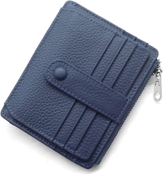 Echtleder Rfid Damen Herren GeldböRse Kartenetui MüNzfach Blau-image