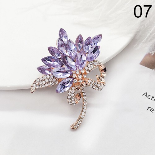 Spilla gioielli donna spilla cristallo strass imitazione perle fiori spille 29US - Foto 10 di 50