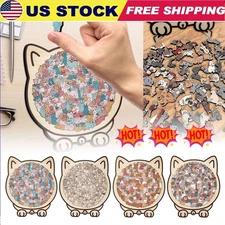 135-Piece MorandiColored Cat Shaped Wooden Jigsaw Puzzle
