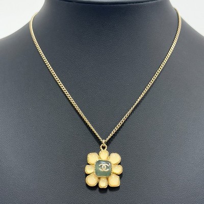 CHANEL A16C CC Logo COCO Mark Halskette Goldfarben Stein Vintage Authentisch ...