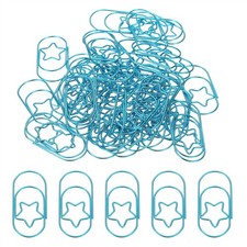 2x1 Inch Large Paper Clip, 50 Pcs Metal Star Paper Clip Cute Bulk, Blue