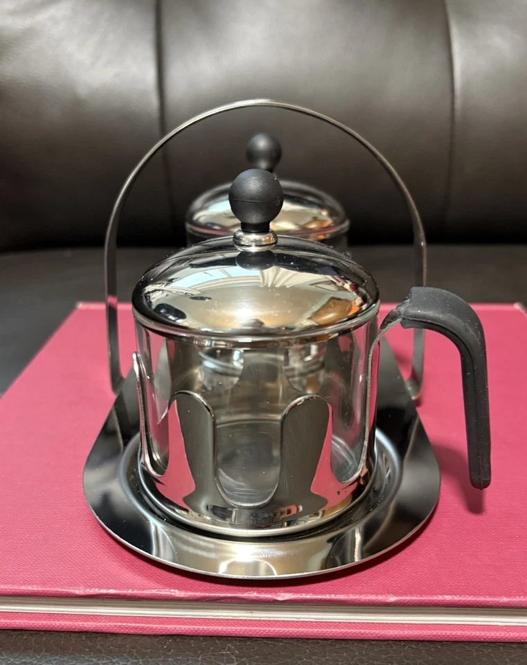 Juego de carrito de azúcar crema vintage Alessi Michael Graves con bandeja acero 18/10 Foto 4 de 4