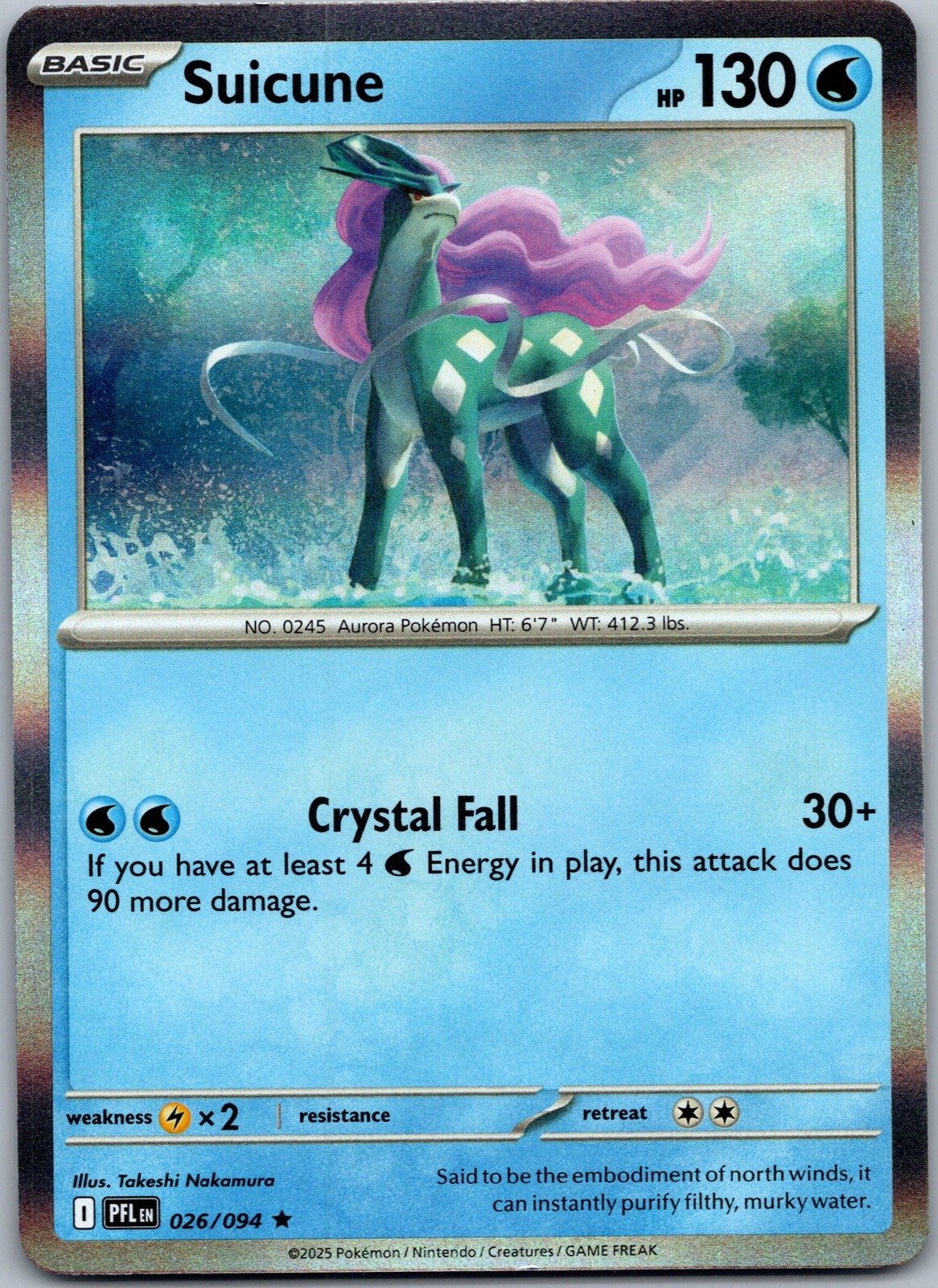 Suicune Reverse Holo ME02: Phantasmal Flames 026/094 NM