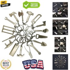 16-Piece Pretend Play Set Mini Construction Multi Tools Metal Keychains, Asso...