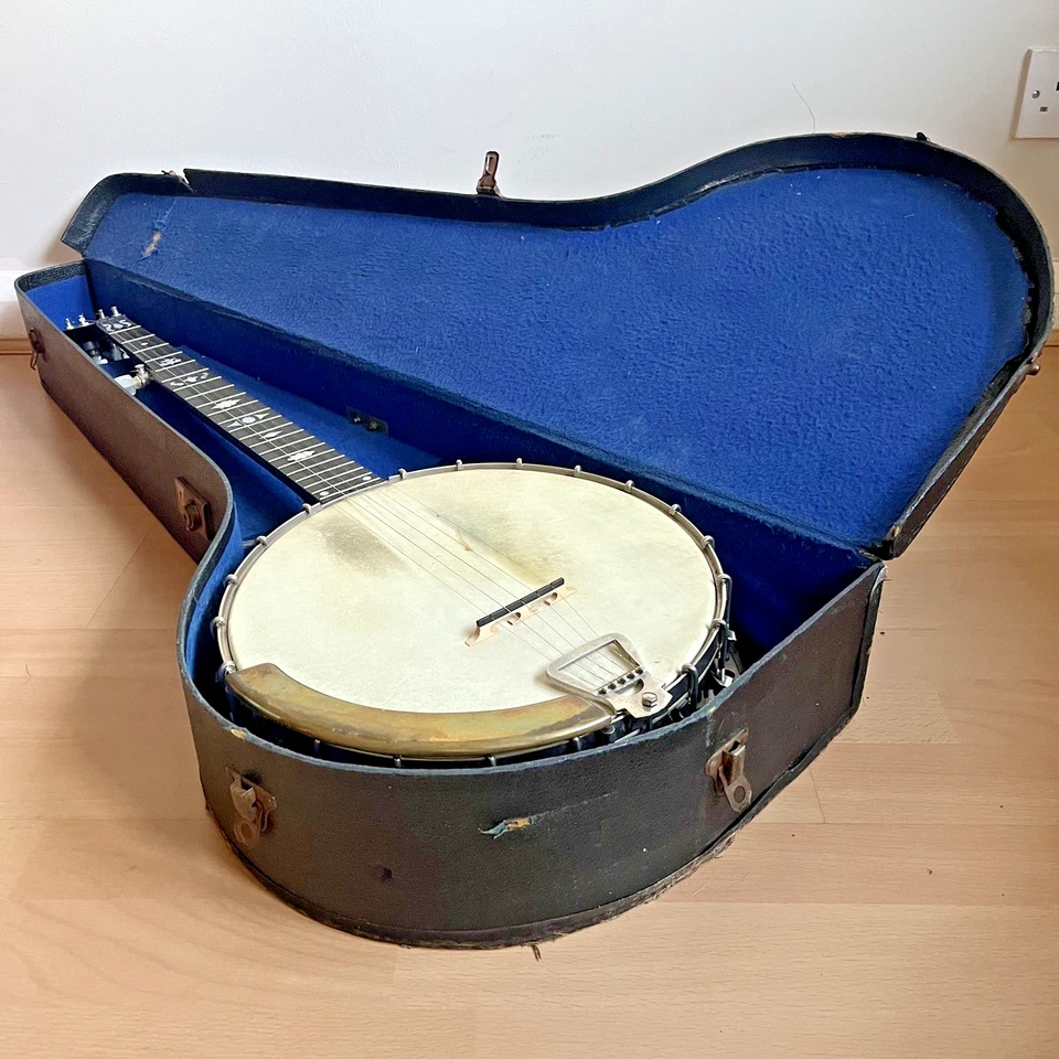 Antique Clifford Essex The Popular 5 String Open Back Banjo w/ resonator, case - Image 2 of 4