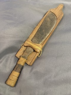 Antique Philippines Igorot Hinalung Dagger Spearhead w/ Scabbard