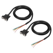 2 Pcs 4.9 ft 26AWG DB9 Female Connector to Bare Wire END RS232 9-Pin