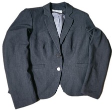 Calvin Klein Blazer Womens Size 10 Gray Button Up Pockets 23x21