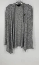 AB Studio Womens Gray Heather Long Sleeve Button Front Cardigan Sweater Size S