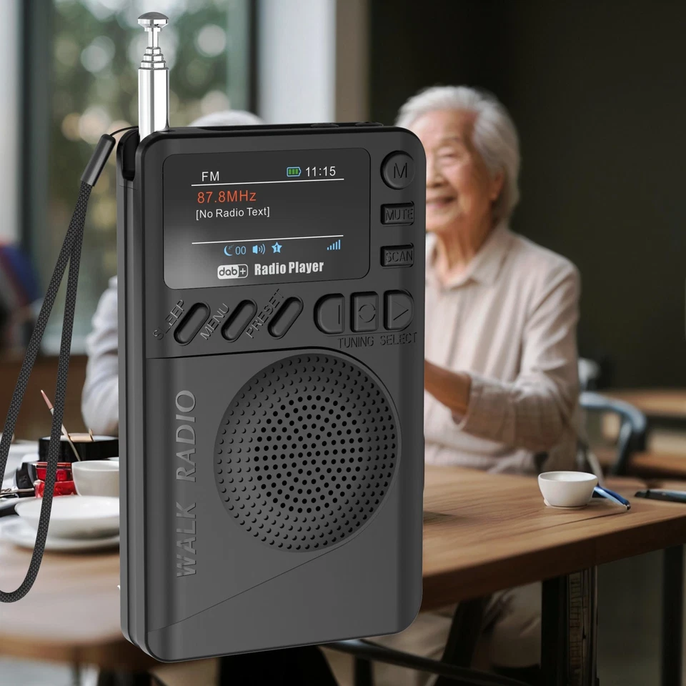 Mini DAB DAB+ FM Digital Radio Pocket MP3 Player LED Screen Protable Black - Bild 2 von 4
