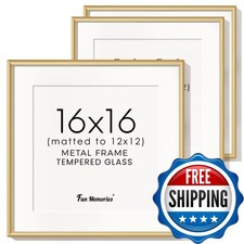 Fun Memories 16x16 Gold Frame Set of 3 w/Mat for 12x12