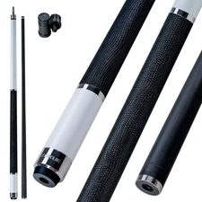12.4mm ZOKUE Elite WHITE Carbon Fiber Shaft Pool Cue Stick Leather Texture Wrap