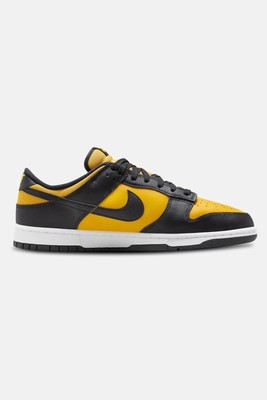 Nike Dunk Low Black Yellow Leather Upper Rubber Outsole Men's Athletic Sneakers