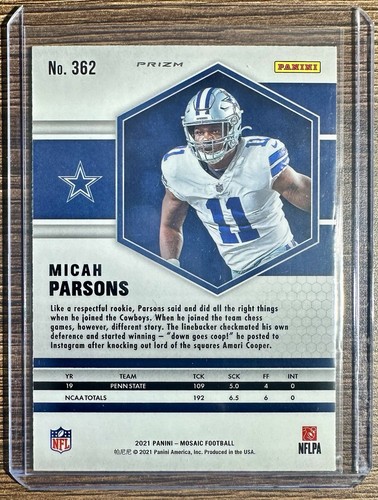 2021 Mosaic Micah Parsons RC Silver Holo Prizm - Picture 2 of 2