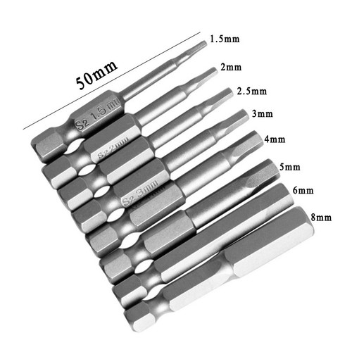 Hex Key Bits Attachment 8pcs Set Quick Connect Power Drill Metric Silver - Picture 22 of 23
