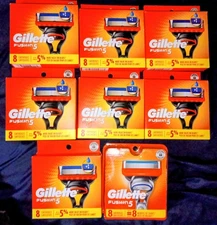 Lot of 8 Gillette Fusion 5 Blade Cartridges 8ct Each (64 Total) Lot Set Bulk New