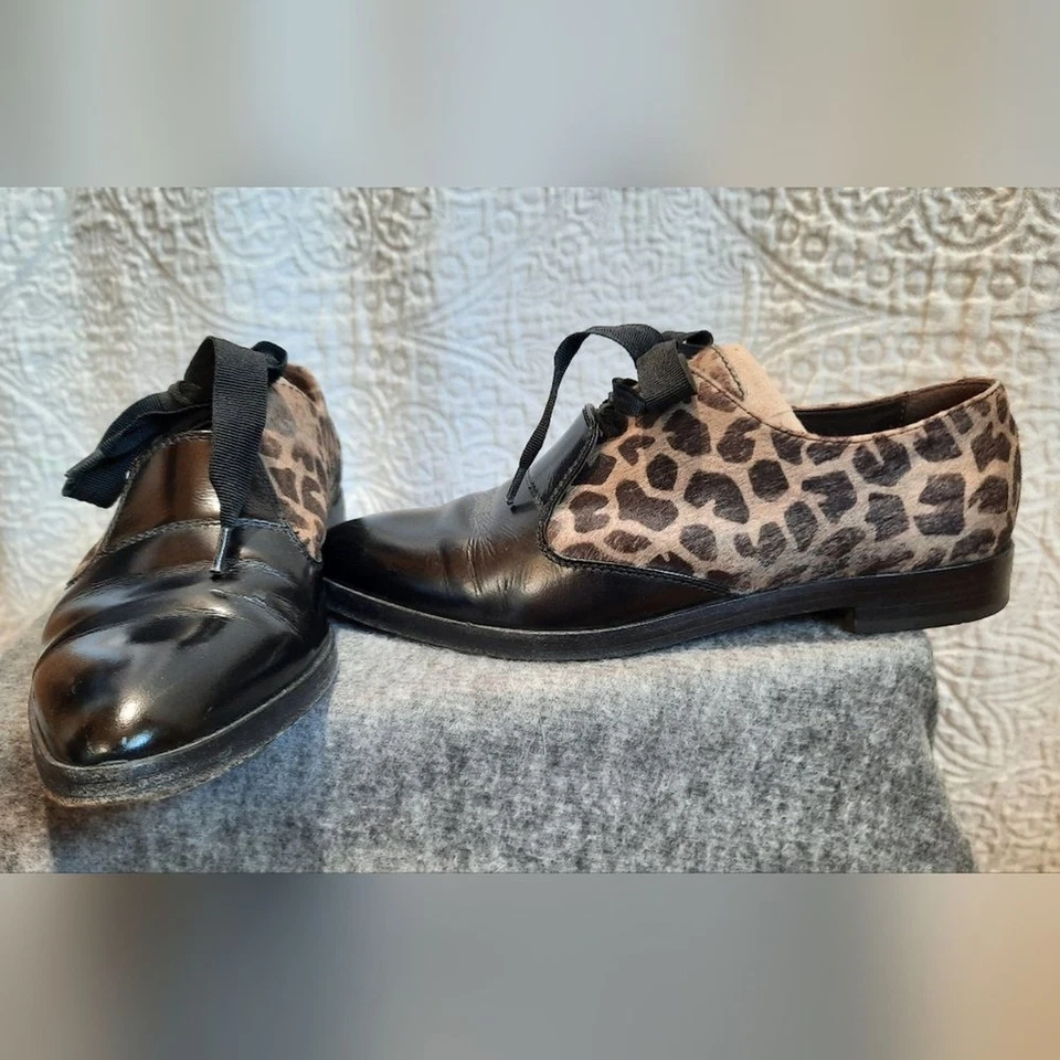 AGL Attilio Giusti Leombruni Zapatos Para Hombre 36.5 Negro Cuero Estampado Animal  Foto 2 de 4