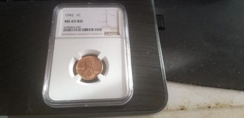 1942 P Lincoln Cent NGC MS65RD Bright Red with Superb Luster.