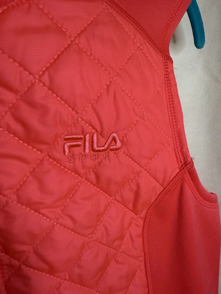 Chaleco softshell acolchado Fila Sport para mujer rosa talla M bolsillos con cremallera completa Foto 2 de 4
