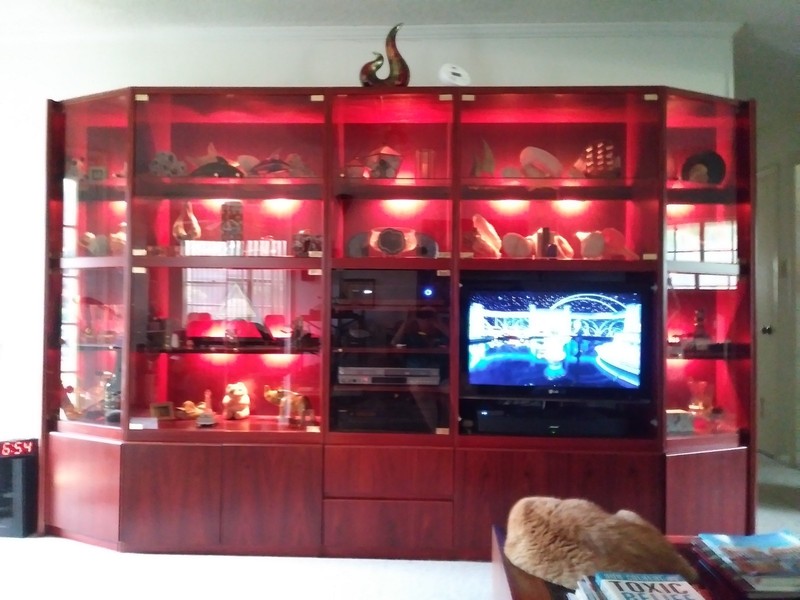 Mid Century Modern Rosewood Wall Unit, Media & TV Ctr, Lighted Display Cabinet