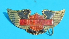 Vtg 1970s NOS Harley Davidson Brass 601 Bar Shield Wings Belt Buckle
