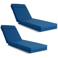 NAIZEA Chaise Lounge Cushions Outdoor Set of 2 Waterproof with Removable Cover