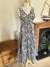 Zara Black And White Animal Print Midi Dress XS UK8 New 