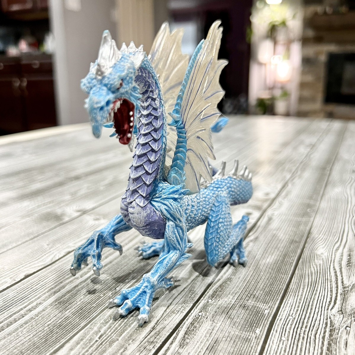 2010 Safari Ltd ICE DRAGON Figure Blue Purple Silver Fantasy 5