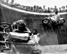 1938 WALL OF DEATH AUTO RACING MIDGET SIDECAR WITH LION MOTORCYCLE 8X10 PHOTO NJ