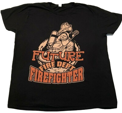 Future Fire Department Firefighter T-Shirt Men's XL Black Cotton