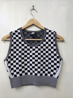 Nike Sleeveless Crop Top Knit Black White Check Oreo CI6599-010