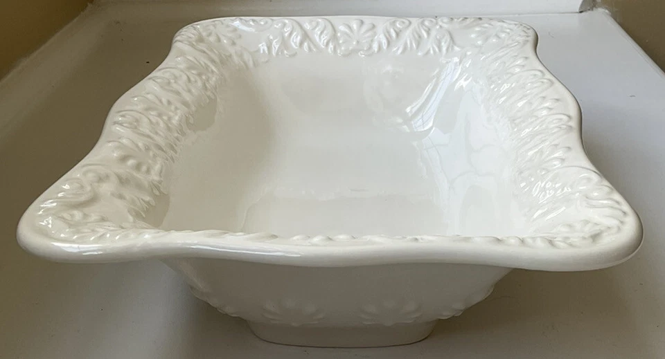 Bizzirri White Serving Platter Tray Shallow Bowl Dish Eggshell Italy 12x8 Mint! - Image 3 of 4