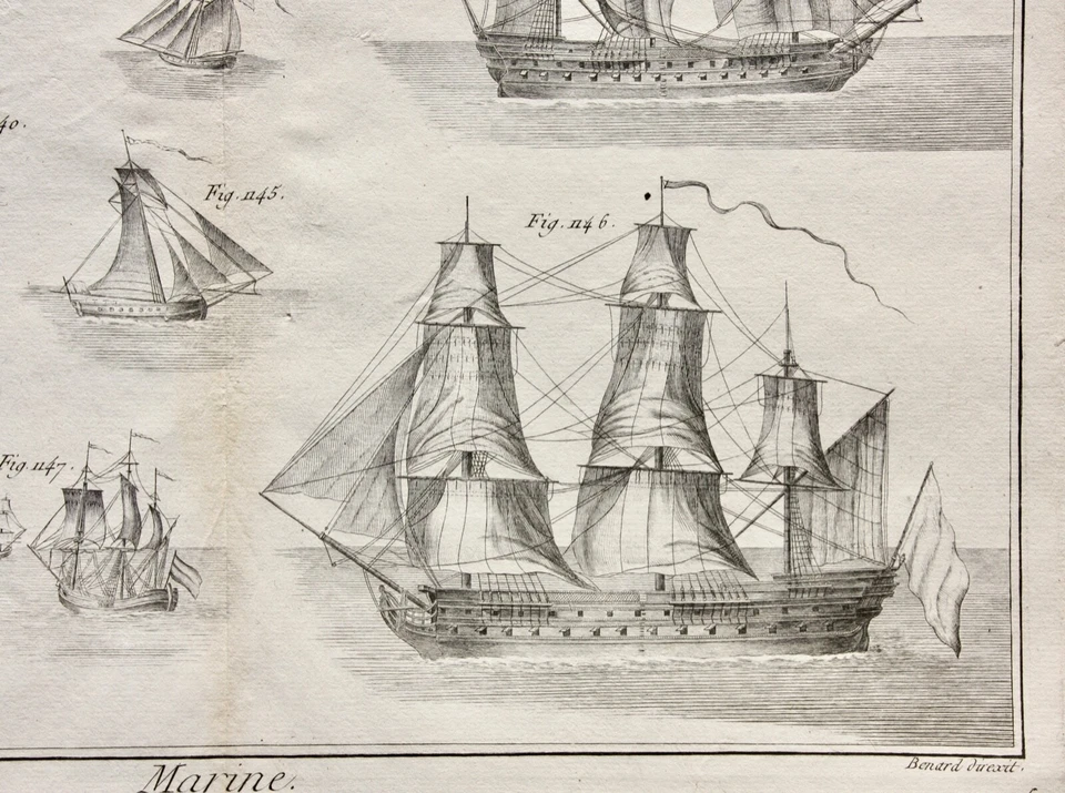 Kupferstich aus "Encyclopédie méthodique. Marine", Taf. 144, Panckoucke, 1783-87 - Bild 2 von 4