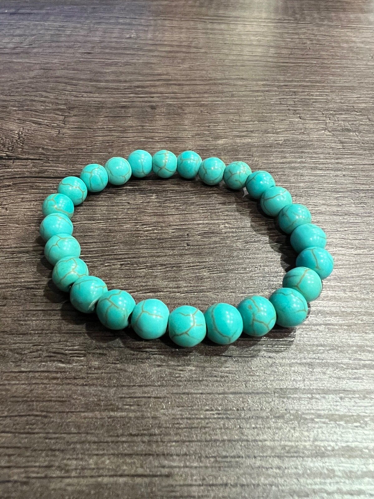 Blue Turquoise Stone Fashion Beaded Bracelet Men Women Natural Stone Beads 8mm